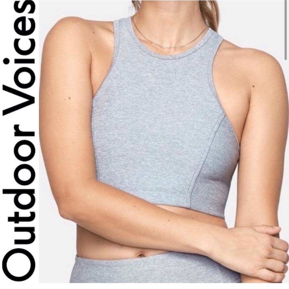 Outdoor Voices Athena sports bra top in heather gray size small